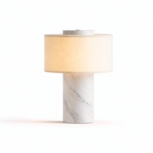 Tischlampe aus weissem Marmor | 24cm