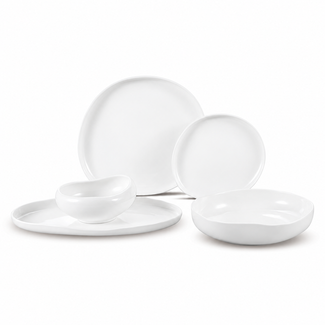 Tafelservice 25-teilig – Porzellan – Weiss – für 6 Personen