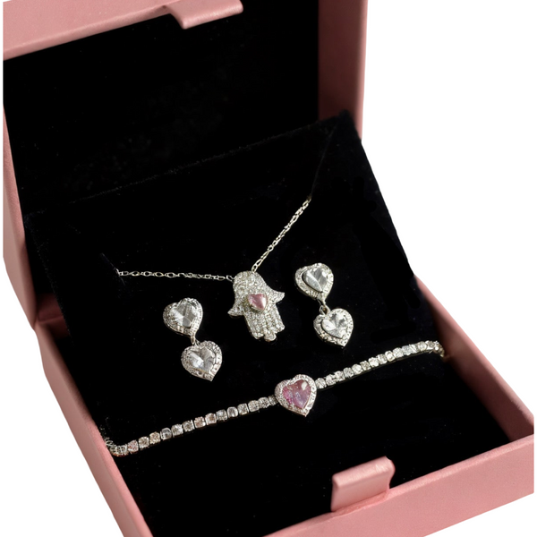 Schmuckset Herz und Hamsa 2-teilig