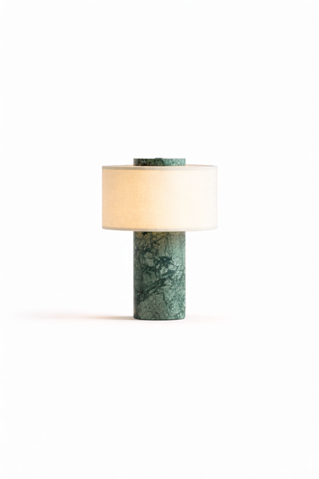Aurie tragbare Tischlampe aus Marmor Verde Guatemala