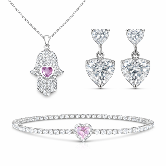 Schmuckset Herz und Hamsa 2-teilig