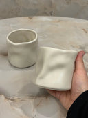 Wave Becher 2-teilig für 2 Personen (Creme Matt)