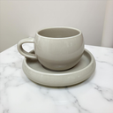 Kaffeeservice 12-teilig für 6 Personen – Kaffeetassen mit Untertassen, Beige, 220 ml